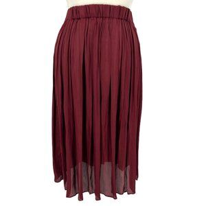 H&M Pleated Lightly Sheer Maxi Skirt Burgundy Wine Red Size 4